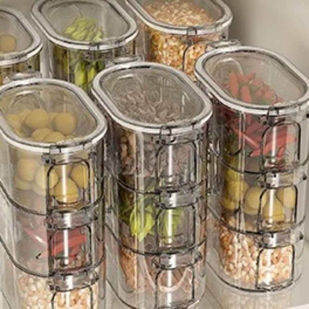1/3/5 Layers Seasoning Spice Box Stackable Plastic Spice Organizer Portable Large Capacity Food Storage Box Spices Beans Nuts