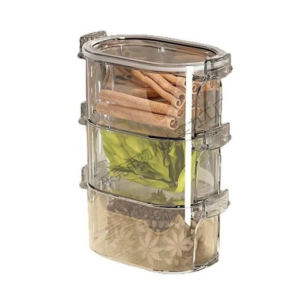 1/3/5 Layers Seasoning Spice Box Stackable Plastic Spice Organizer Portable Large Capacity Food Storage Box Spices Beans Nuts