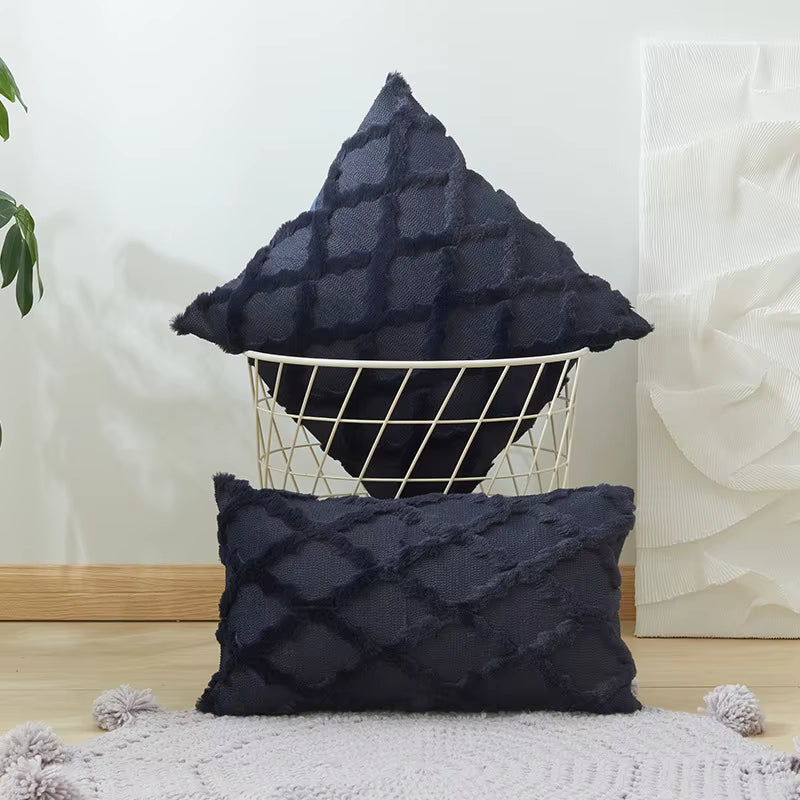 Decorative Farmhouse Velvet Pillow Covers - 30X50Cm 45X45Cm Soft Plush Square Boho Cushion Leather Pink Pillowcase for Couch