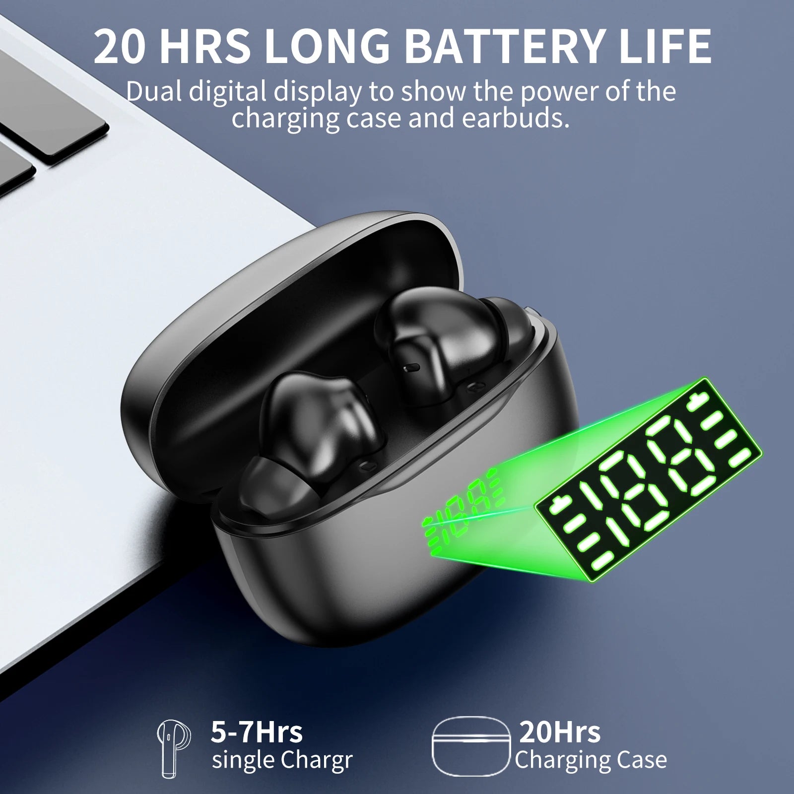 2025 Original Bluetooth Earbuds ENC Earphones Noise Cancellation TWS Wireless ENC Headset Digital Display Headphones with Mic