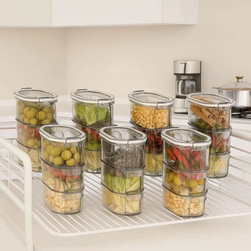 1/3/5 Layers Seasoning Spice Box Stackable Plastic Spice Organizer Portable Large Capacity Food Storage Box Spices Beans Nuts