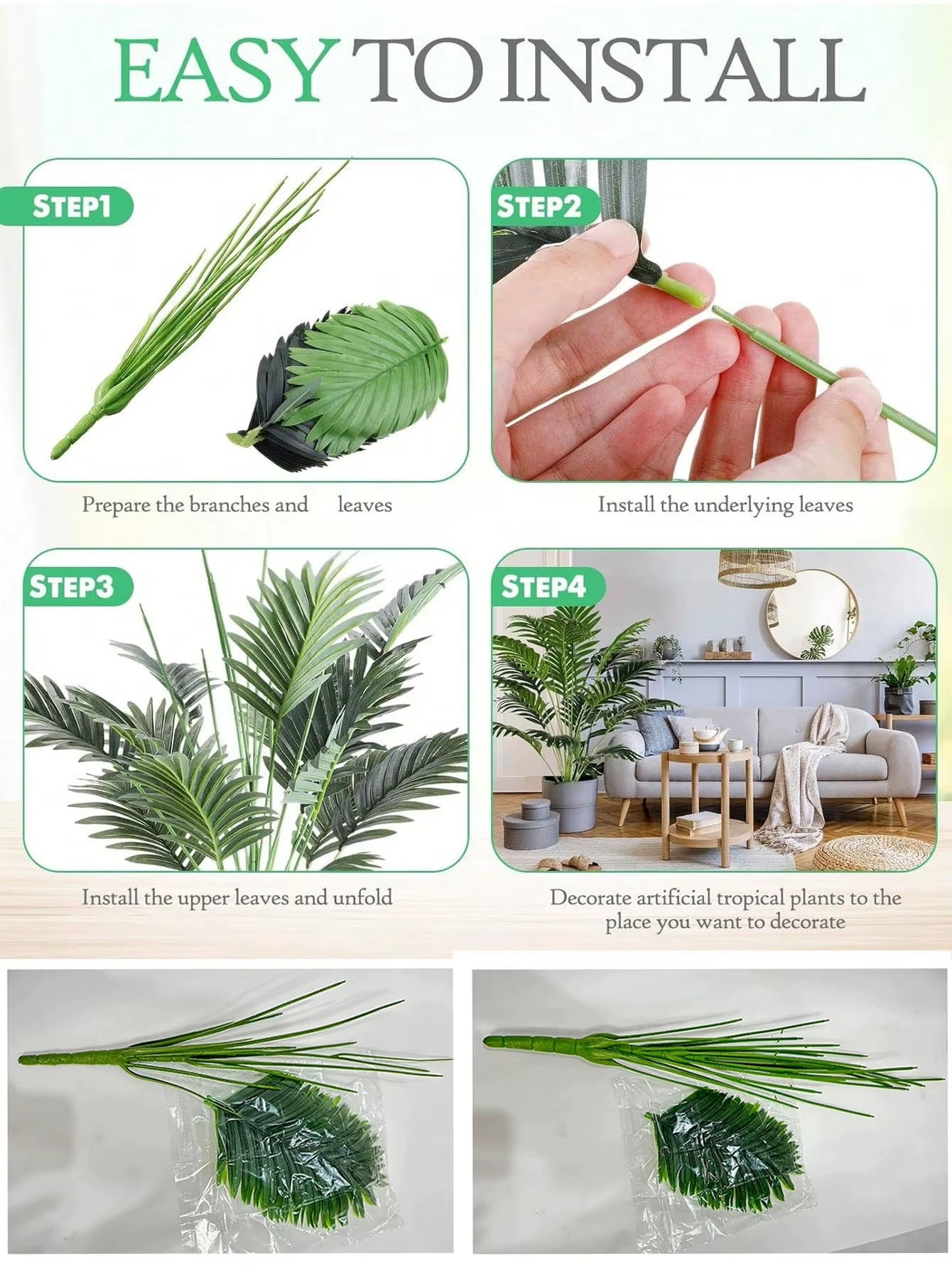 70-120Cm Large Artificial Palm Tree Plastic Turtle Back Plants Leaf Schefflera Tropical Tree Home Office Party Outdoor Decor